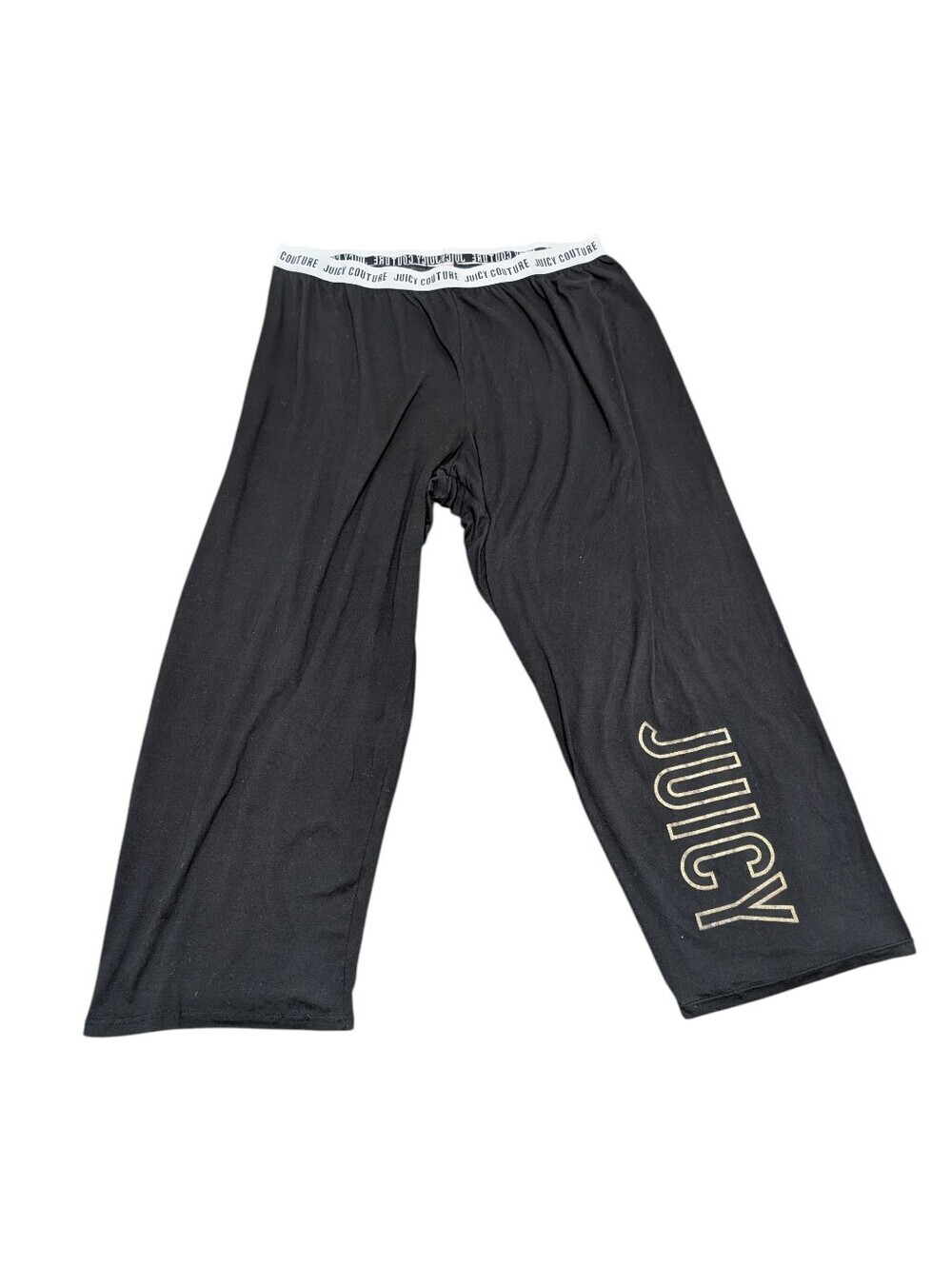 JUICY COUTURE Black Women's "Juicy" Logo Wide Leg Elastic Pants Bottoms (2X)